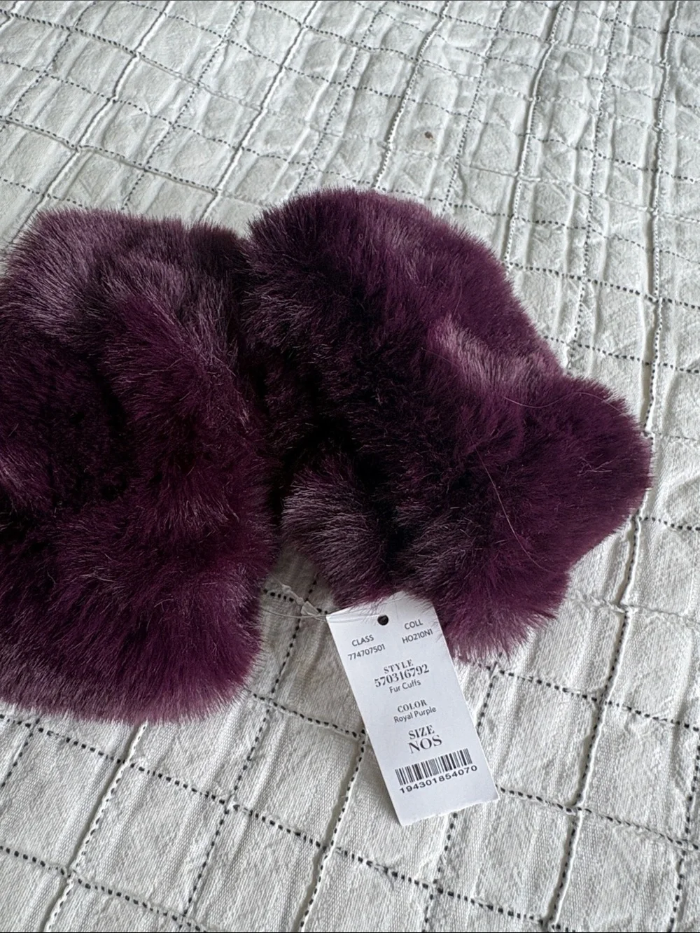 White House Black Market Faux Fur Cuff Warmers in Deep Plum